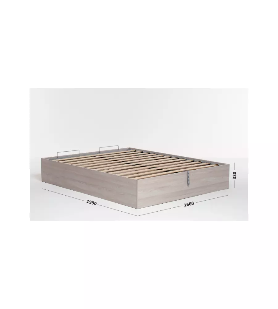 Letto matrimoniale 'bed box' olmo naturale con rete e contenitore, 160x190 cm